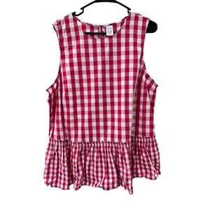 🌸3/$15🌸Red and White Checked Drop Waist Tank sz XXL